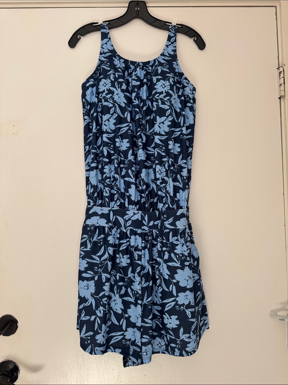 BloomChic Navy and Light Blue Floral One-Piece Swim Romper
